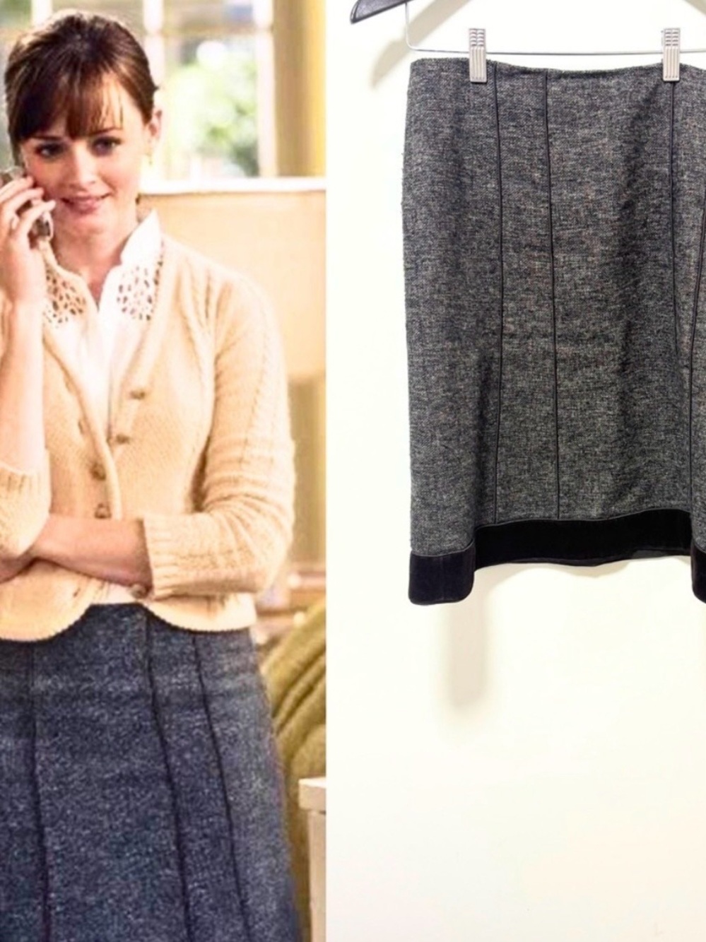 Y2K 2000s ASO Gilmore Girls Rare Tweed Charcoal Pencil Skirt Office Siren Size 6